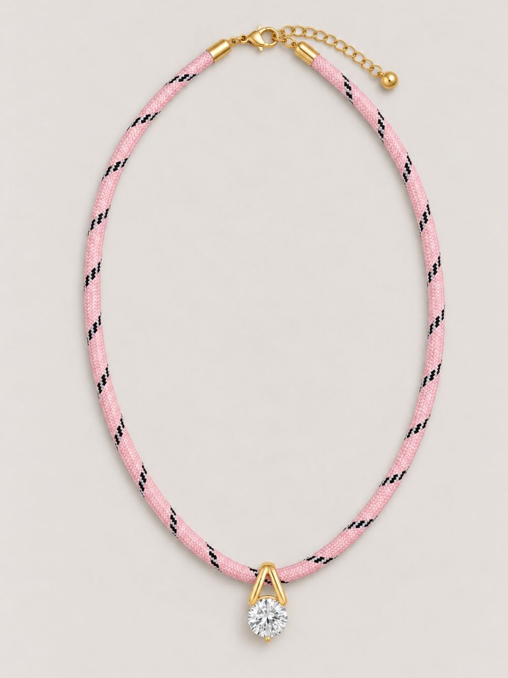 New! 14K Gold Plated Pink Rope Necklace NWOT